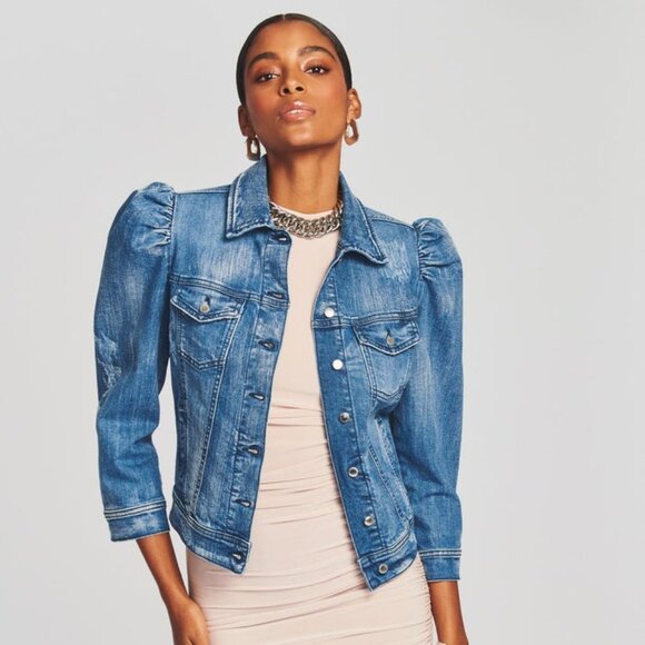 Retrofete Ada Puff Shoulder Jacket in Sea Size Large - Picture 1 of 5